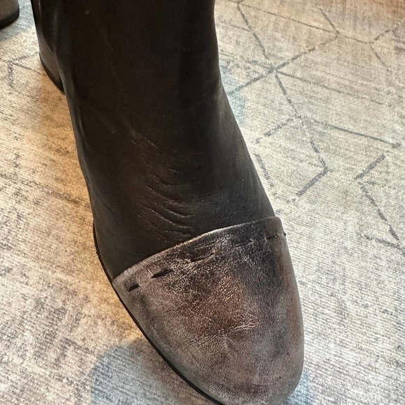 Henry Beguelin Leather Boots Black Silver Cap Toe 39 - Picture 3 of 12